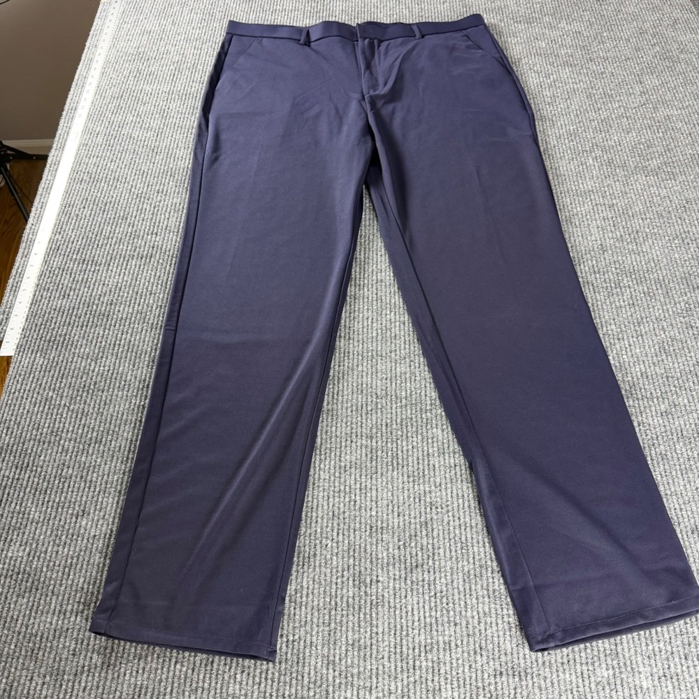 Timeless Flex Mens Dress Pants Navy Blue Stretch Flat Front Trousers 44x34